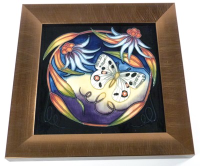 Lot 263 - A framed Moorcroft rectangular plaque with...