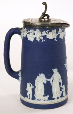 Lot 268 - A 19th Century Wedgwood jug with pewter mounts,...