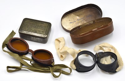Lot 113 - Two pairs of British military cased dust goggles