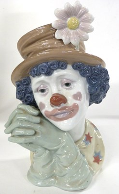 Lot 284 - A Lladro bust of a clown modelled in...