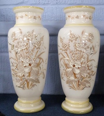 Lot 297 - Large pair of late 19th Century opaline glass...