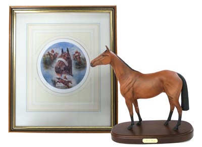 Lot 304 - A Royal Doulton model of Red Rum on oval...