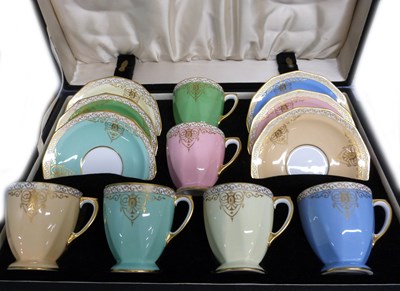 Lot 310 - A cased coffee set by Copeland with six cups...