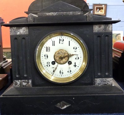 Lot 315 - Further Victorian slate mantel clock with...