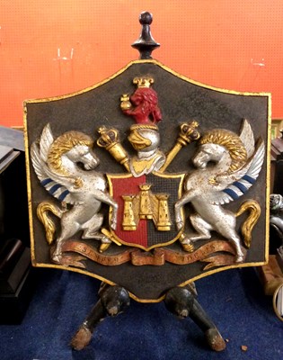 Lot 321 - Victorian cast iron shaped plaque with relief...