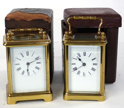 Lot 325 - Two early 20th Century carriage clocks in...