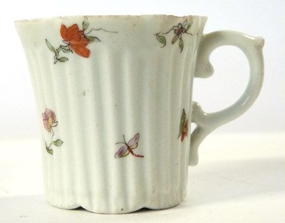 Lot 337 - An early Worcester cup circa 1754, the reeded...