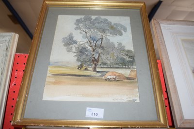 Lot 310 - A WINDHAM, STUDY OF A SHEEP BENEATH A TREE,...