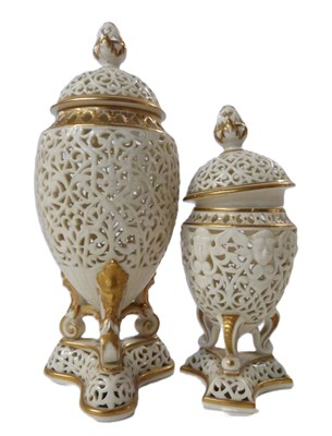 Lot 368 - Grainger Worcester vase with reticulated...