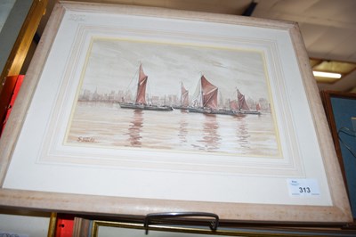 Lot 313 - G STOCKS, STUDY OF RIVER BARGES, WATERCOLOUR,...