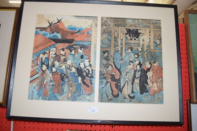 Lot 324 - JAPANESE SCHOOL, PAIR OF COLOURED WOODBLOCK...