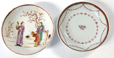 Lot 372 - Two Lowestoft porcelain saucers circa 1780,...