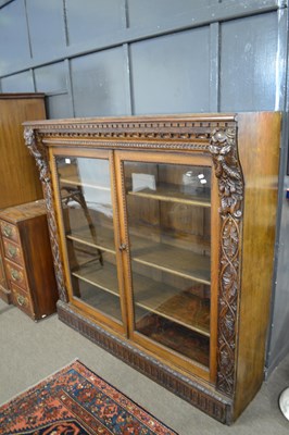 Lot 435 - Late Victorian gothic carved oak bookcase...