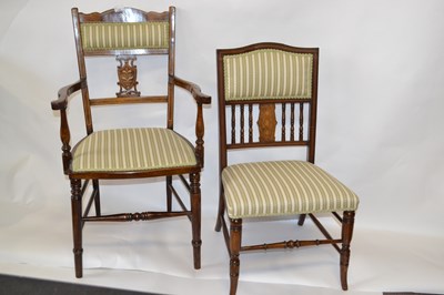 Lot 436 - An Edwardian bedroom armchair with inlaid...