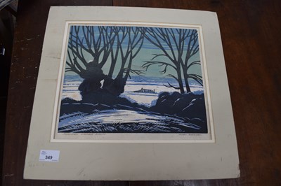 Lot 349 - NOEL DENNES, 'MARSHES UNDER SNOW', COLOURED...