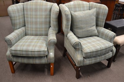 Lot 535 - A pair of Georgian style tartan upholstered...