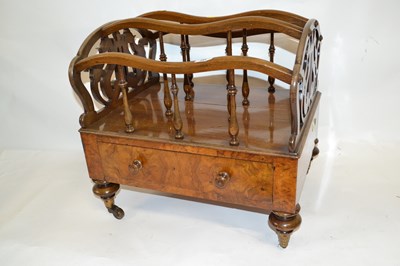 Lot 542 - A Victorian walnut Canterbury magazine rack,...