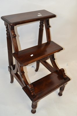 Lot 489 - A set of reproduction mahogany library steps...