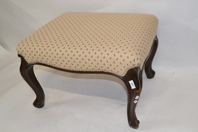 Lot 484 - A Victorian walnut framed cabriole leg stool...