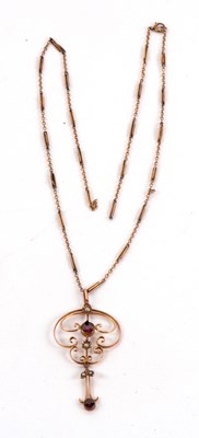 Lot 91 - An Edwardian pendant necklace, the openwork...