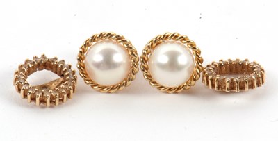 Lot 101 - A pair of adaptable cultured pearl earrings,...