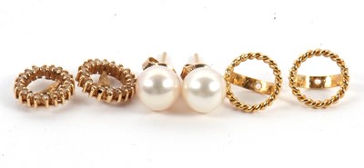 Lot 101 - A pair of adaptable cultured pearl earrings,...