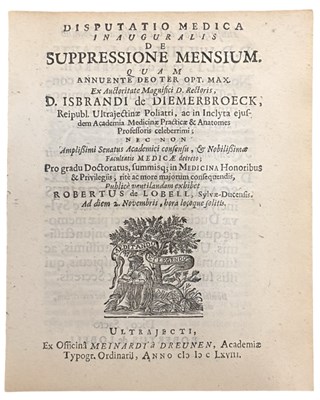 Lot 1054 - Medical. FEMALE HEALTH. 1668. Disputatio...