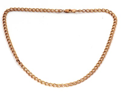 Lot 186 - A 9ct gold necklace, the double curblink style...
