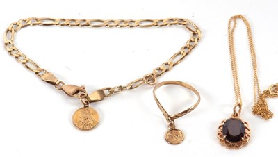 Lot 195 - A 9ct figaro bracelet stamped 9K and 375 with...