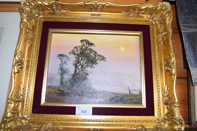 Lot 369 - E R HERBERT, RURAL SCENE AT DAWN, OIL ON BOARD...