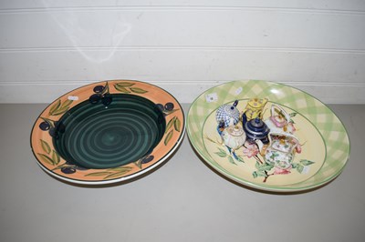 Lot 10 - MIXED LOT COMPRISING TWO LARGE DECORATED FRUIT...