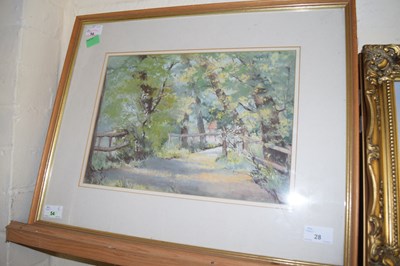 Lot 28 - Irene Stephenson Ward, 'Sunlit Lane', pastel,...