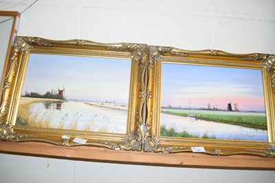 Lot 29 - DAVID TATE, PAIR OF STUDIES, BROADLAND VIEWS,...