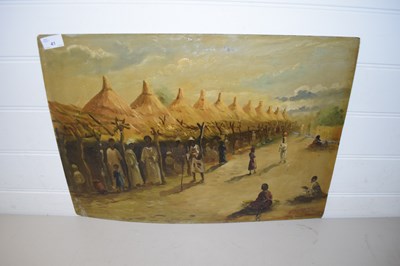 Lot 41 - T ROVATOS, STUDY OF AN AFRICAN MARKET SCENE,...