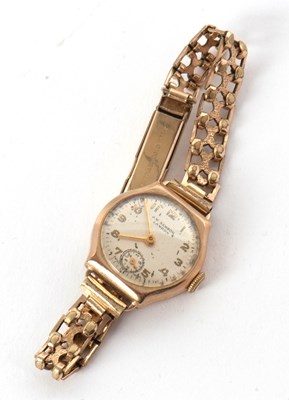 Lot 209 - A lady's JW Benson 9ct cased wristwatch, on...