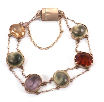 Lot 110 - An operculum, amethyst and citrine bracelet,...