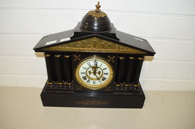 Lot 50 - VICTORIAN BLACK SLATE CASED MANTEL CLOCK