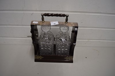 Lot 56 - HARDWOOD AND SILVER PLATED MOUNTED TWO BOTTLE...