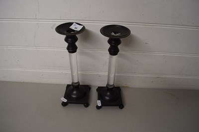 Lot 88 - PAIR OF CONTEMPORARY BRONZE FINISH CANDLESTICKS