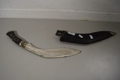 Lot 138 - GURKHA'S KUKRI WITH SHEATH AND TWO SMALL KNIVES