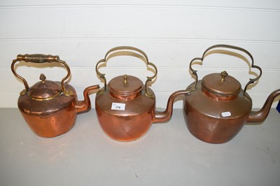 Lot 179 - THREE COPPER KETTLES