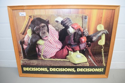 Lot 213 - COMICAL PRINT OF A CHIMPANZEE ENTITLED...