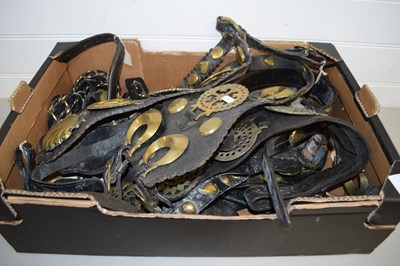 Lot 219 - COLLECTION OF HORSE BRASSES ON LEATHER STRAP