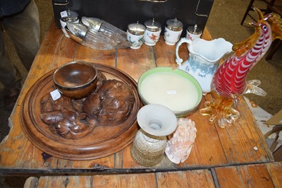 Lot 221 - MIXED LOT : WOODEN WALL PLAQUE MODELLED AS...