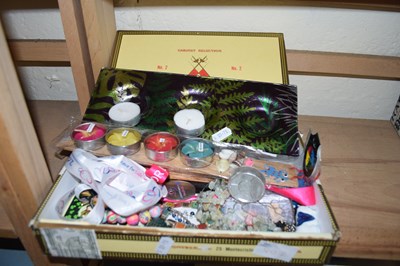 Lot 507 - BOX VARIOUS COSTUME JEWELLERY, BADGES,...