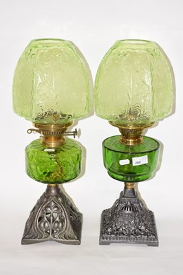 Lot 262 - Two late 19th Century glass oil lamps, the...
