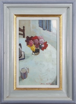 Lot 402 - James Mackeown (b.1961), "Flowers", oil on...