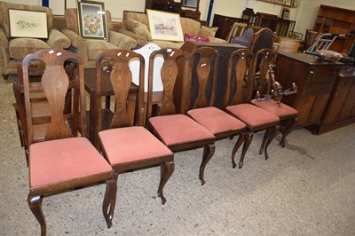 Lot 406 - SET OF SIX CONTINENTAL OAK CABRIOLE LEGGED...