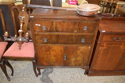 Lot 408 - WALNUT VENEERED TWO-DOOR TWO-DRAWER SIDE...