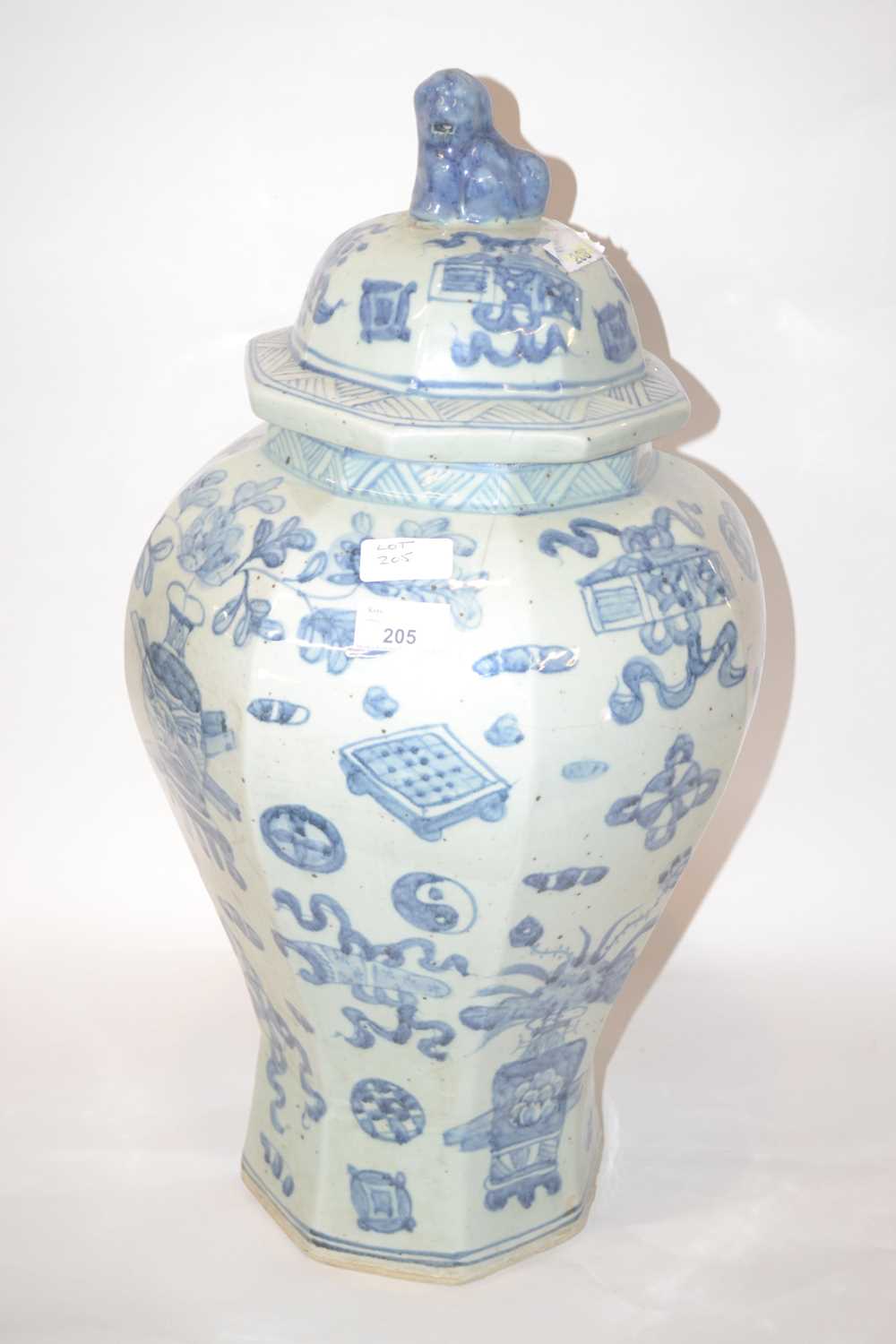 Lot 205 - A large Chinese porcelain vase of hexagonal...